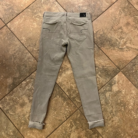 American Eagle Light Grey Jeggings AEO Sateen X4 Super Stretch - Picture 13 of 14